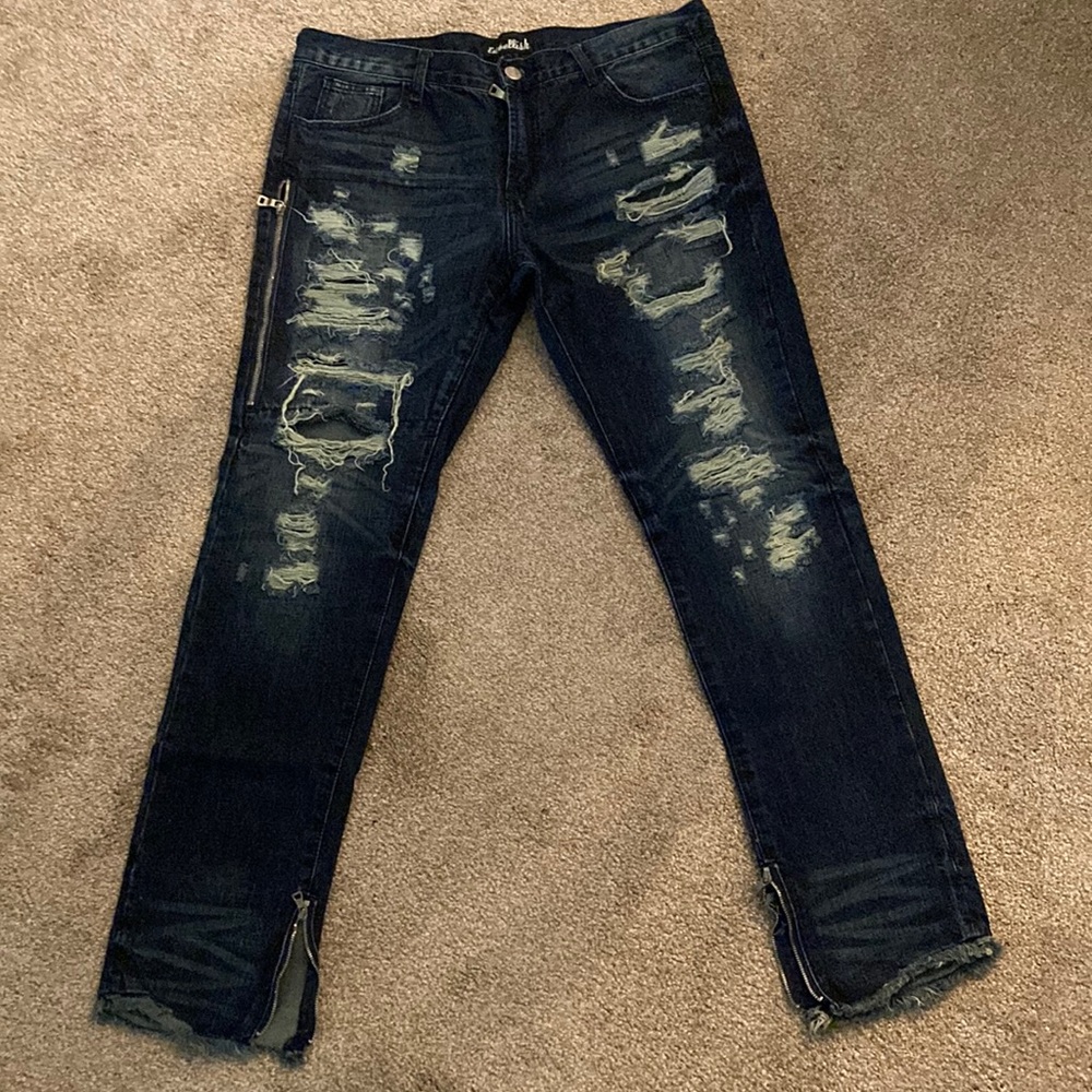 Embellish distressed jeans